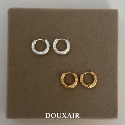 垂面肌理感c圈耳环捶打锡箔纸面巴洛克风格耳钉法式复古优雅耳扣