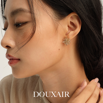 双12新品璀璨烟花立体耳环s925银微镶锆个性时尚耳钉新年喜庆耳饰