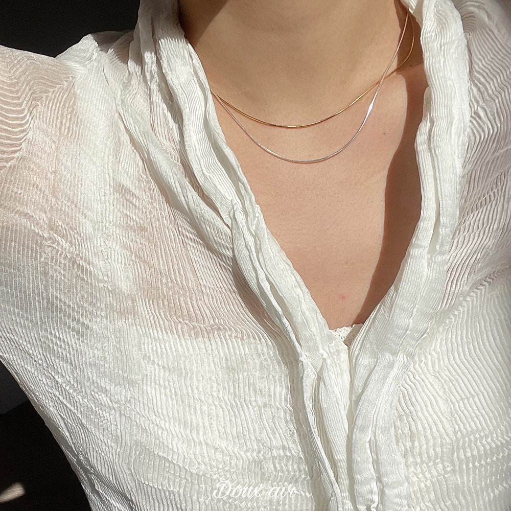 douxair叠戴多层蛇骨链女时尚个性锁骨链基础裸链欧美百搭冷淡风
