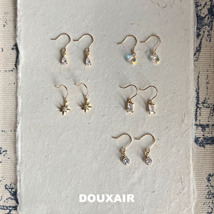 迷你锆石小耳钉14k包金防过敏镶钻吊坠耳钩简约气质百搭耳环女