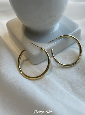 DouxAir简约c型耳圈925银耳钉高级感气质冷淡风圆耳环高级大气