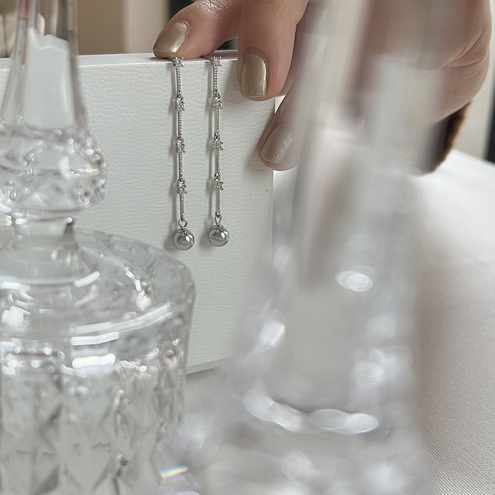 纯银高级感珍珠耳环轻奢锆石