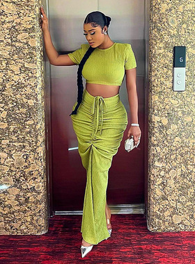 two pieces dress for women elastic sexy slim skirt outfits