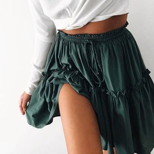 2018 women's dress six-color skirt with pleated straps skirt