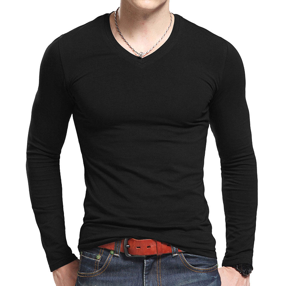 MenTshirt男士v领长袖t
