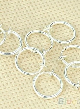 new style 8pcs punk clip on fake piercing nose lip hoop ring