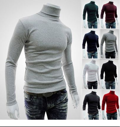 Men Winter Turtleneck Pullover Thermal Sweater男高领套头毛衣