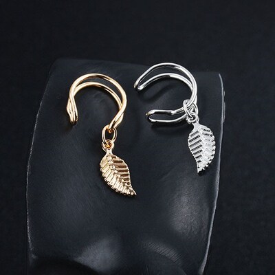 1pc Punk Girl Tassel U-Type Leaf Clip Ear Cuff Earrings