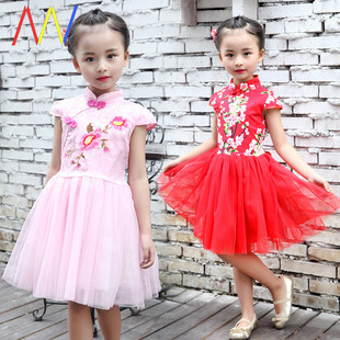 clothes dress girl kids girls cheongsam baby Chinese-style