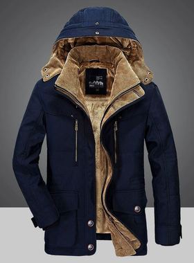 Winter Cotton Coat Men's Large Size Jacket大码中长款加绒棉衣