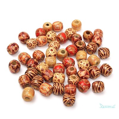 50PCS Dreadlock Beads Wood Braids Bead Hair Ring雷鬼脏辫饰品