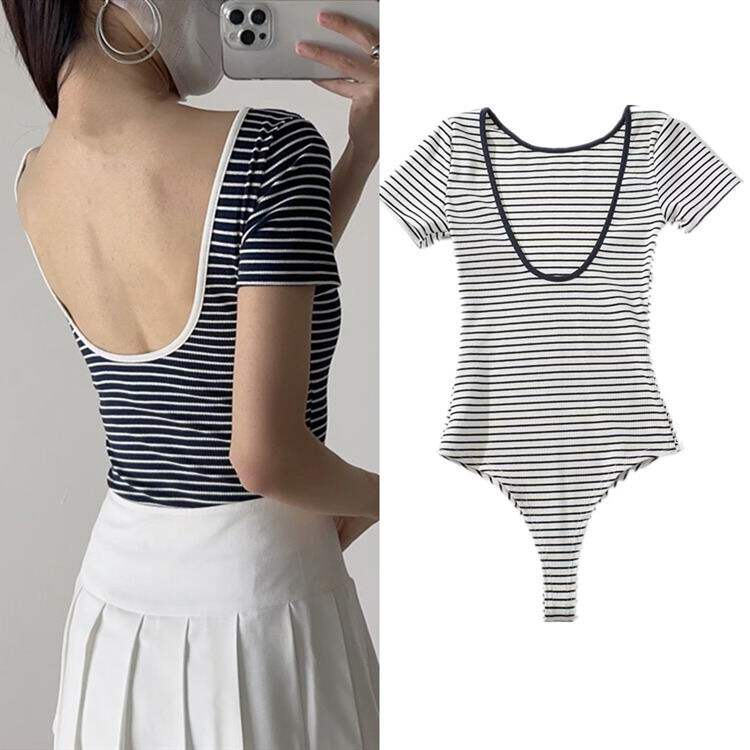露背欧美连体上衣女夏季