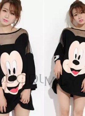 2018 woman Enlarge Jacobs Mosaic Long Dress Mickey T-shirt