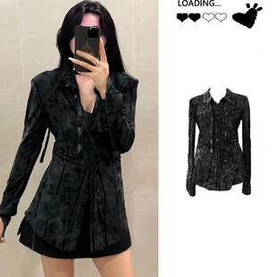 2025年夏季新款设计感收腰显瘦长袖衬衣女法式气质高级感衬衫上衣