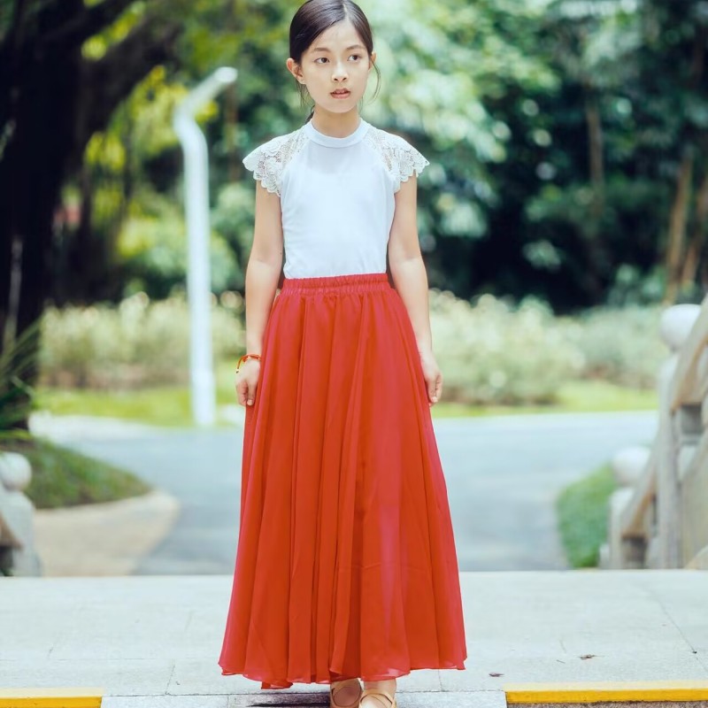 儿童万疆舞蹈服现代舞大鱼海棠演出服如愿形体练功服大摆裙飘逸女