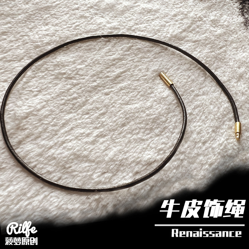 原创设计师复古黑色牛皮锁骨链小项链