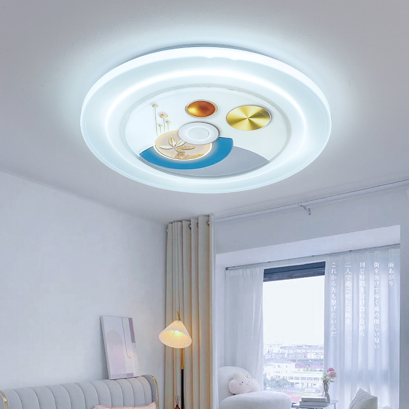 语音声控高亮卧室灯圆形吸顶灯LED主卧简约房间灯具现代安装简单
