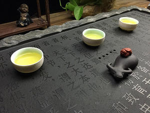 定制天然乌金石现代简约排水中式手工家用茶具石头茶盘茶台盘配件