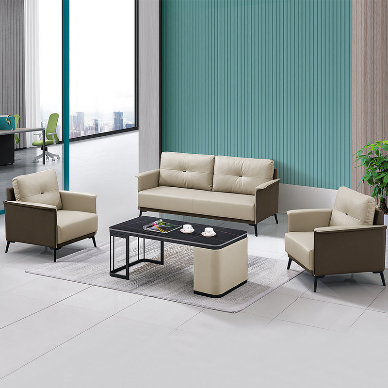 办公室真皮沙发简约现代进口西皮头层牛皮商务接待沙发直排三人位