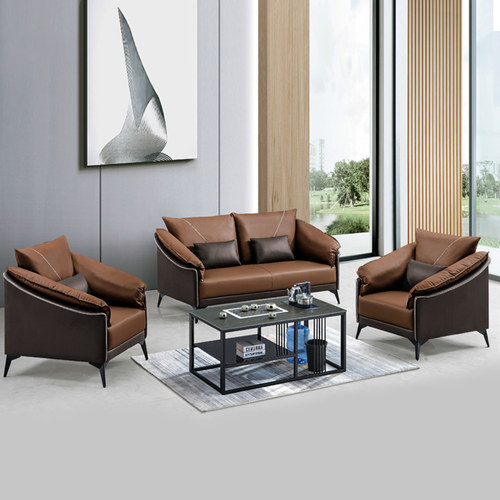 办公沙发简约接待三人位茶几