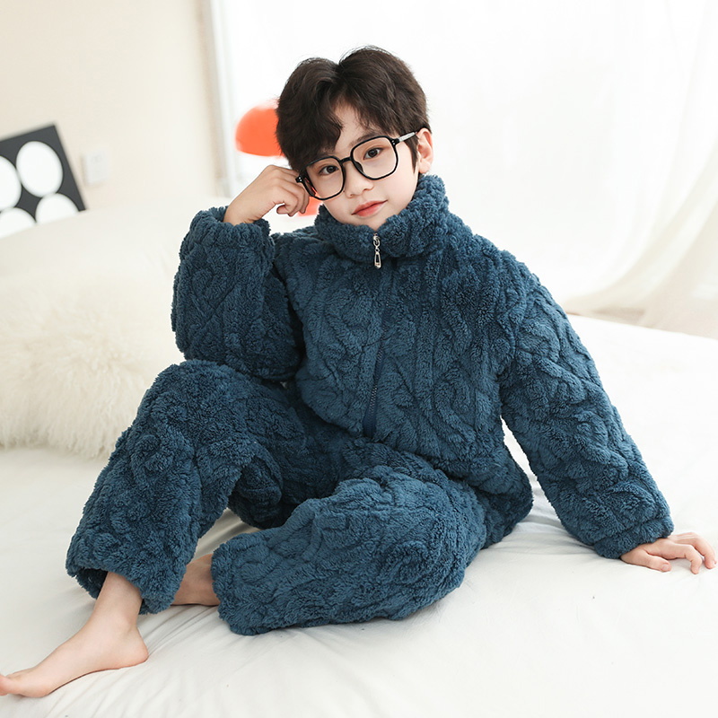 儿童睡衣冬季三层夹棉加厚套装