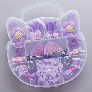 儿童新款发饰礼盒套装女童宝宝布艺蝴蝶结发夹小女孩发圈头绳皮筋