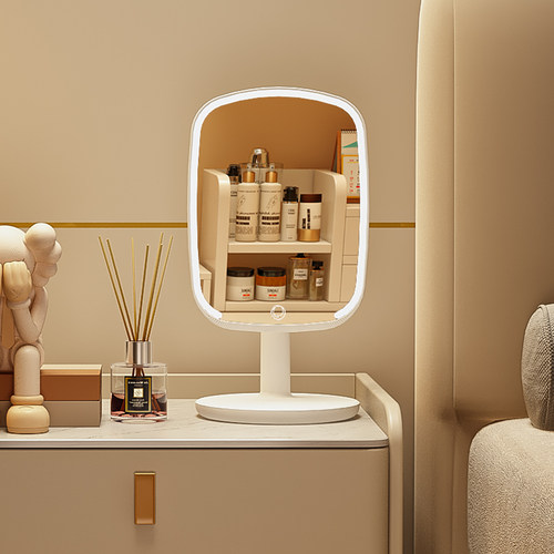 2025新款LED镜子化妆镜台式桌面带灯学生家用床头补光镜梳妆发光