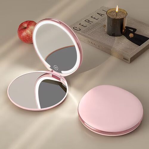 化妆镜便携随身小镜子带灯led