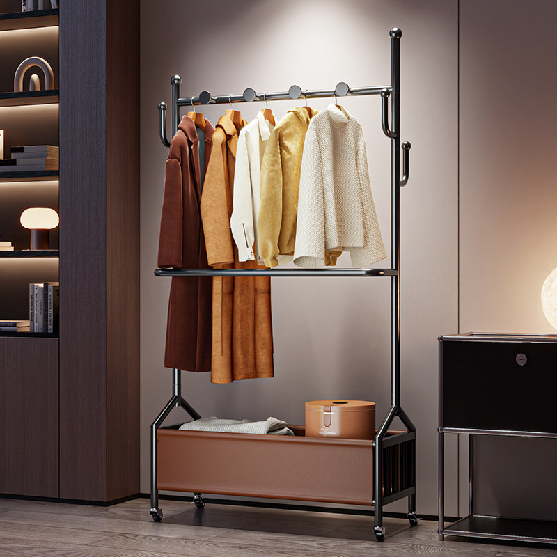 衣帽架落地卧室金属房间挂衣服架子家用衣架移动多功能晾晒衣服架