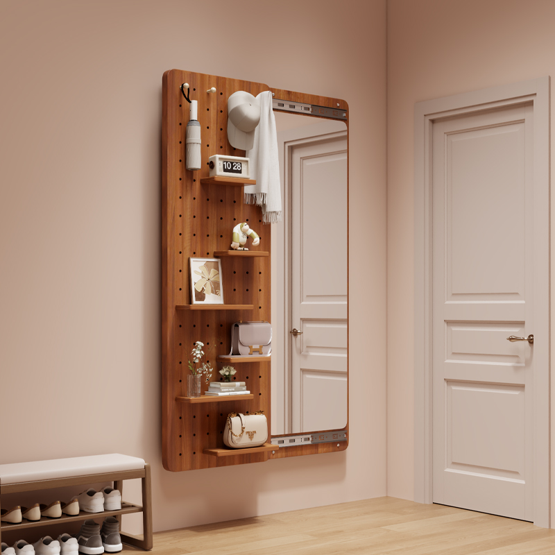 门后洞洞板全身镜一体式隐藏穿衣镜家用卧室试衣镜造型墙玄关镜子