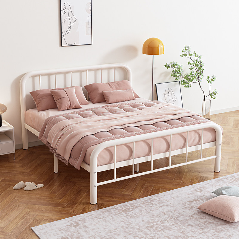 铁艺床双人床家用简约1.5米单人铁架床加厚加固出租房1.8简易铁床