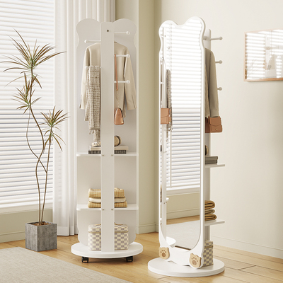 实木全身镜奶油风落地镜家用