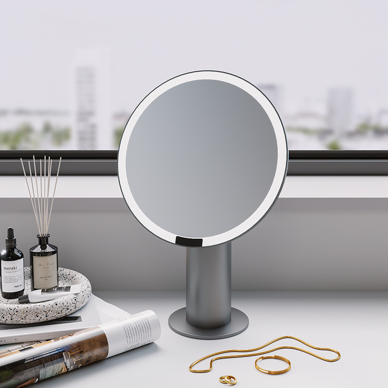 化妆镜台式桌面带灯2025新款led智能主卧室梳妆台专用镜子美妆镜