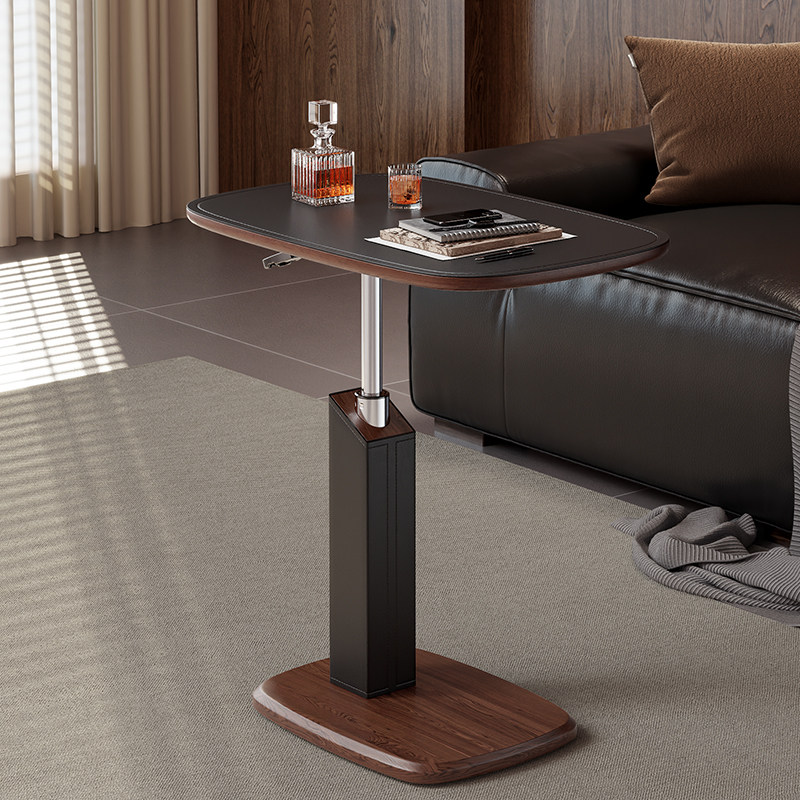 马鞍皮升降边几家用床边桌中古风客厅茶几小桌子可移动床头电脑桌,住宅家具,移动边几/推车,淘宝优惠券,粉丝福利购,淘宝优惠卷