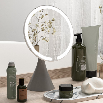 化妆镜带灯led镜子轻奢办公室卧室台式桌面高清智能梳妆镜美妆镜