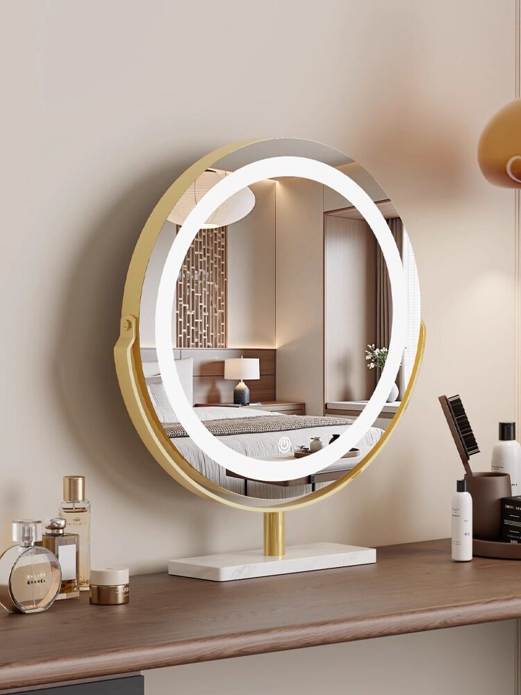 led梳妆镜带灯化妆镜台式桌面卧室主卧梳妆台专用镜子大号可旋转