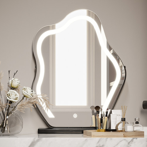 云朵化妆镜2025新款台式桌面带灯