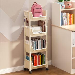书架可移动置物架落地儿童玩具收纳架子厨房家用零食小推车储物柜