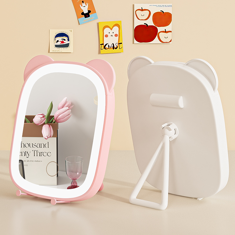 便携化妆镜带灯镜梳子一体学生