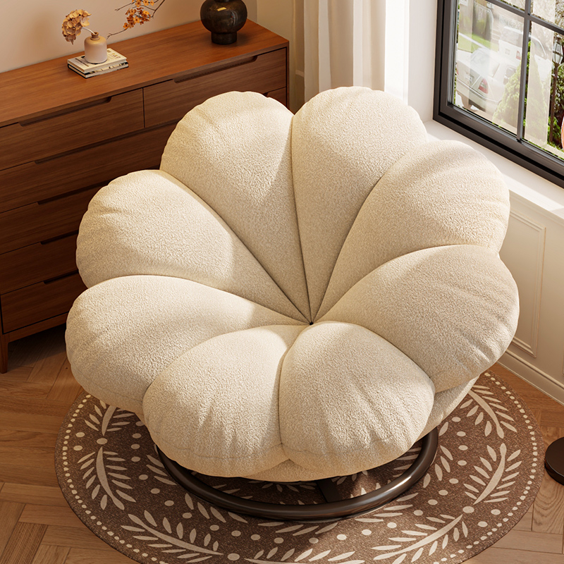 单人沙发椅复古阳台客厅休闲旋转椅家用花瓣椅小户型懒人沙发躺椅