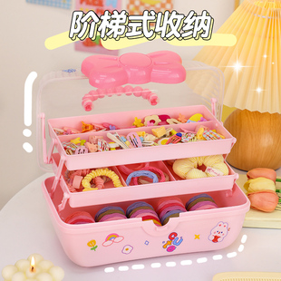 儿童发饰收纳盒女孩宝宝女童发夹饰品皮筋头饰发卡梳妆头绳首饰盒