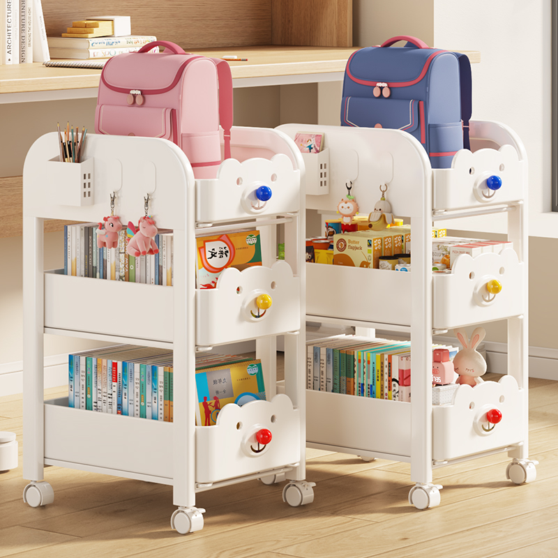 书架可移动小推车收纳架书本文具书包置物架零食小推车收纳分层架