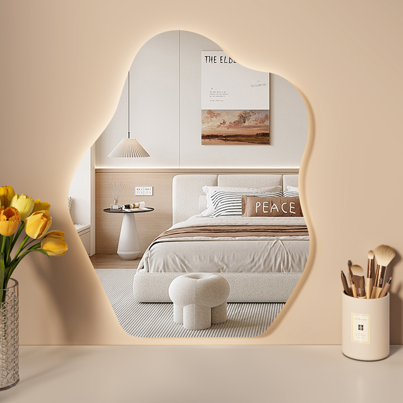 led带灯云朵梳妆台镜子化妆镜壁挂主卧梳妆镜挂墙智能触摸屏镜子