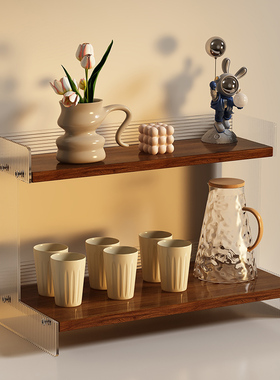 杯架桌面杯子收纳置物架餐桌台面家用双层咖啡杯茶具水壶水杯架子