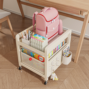 书包置物架可移动放书本收纳桌下特大号落地空间利用神器推车挂篮