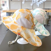 儿童帽子夏季 遮阳网眼透气女童渔夫帽大檐防晒女宝宝太阳披肩 薄款