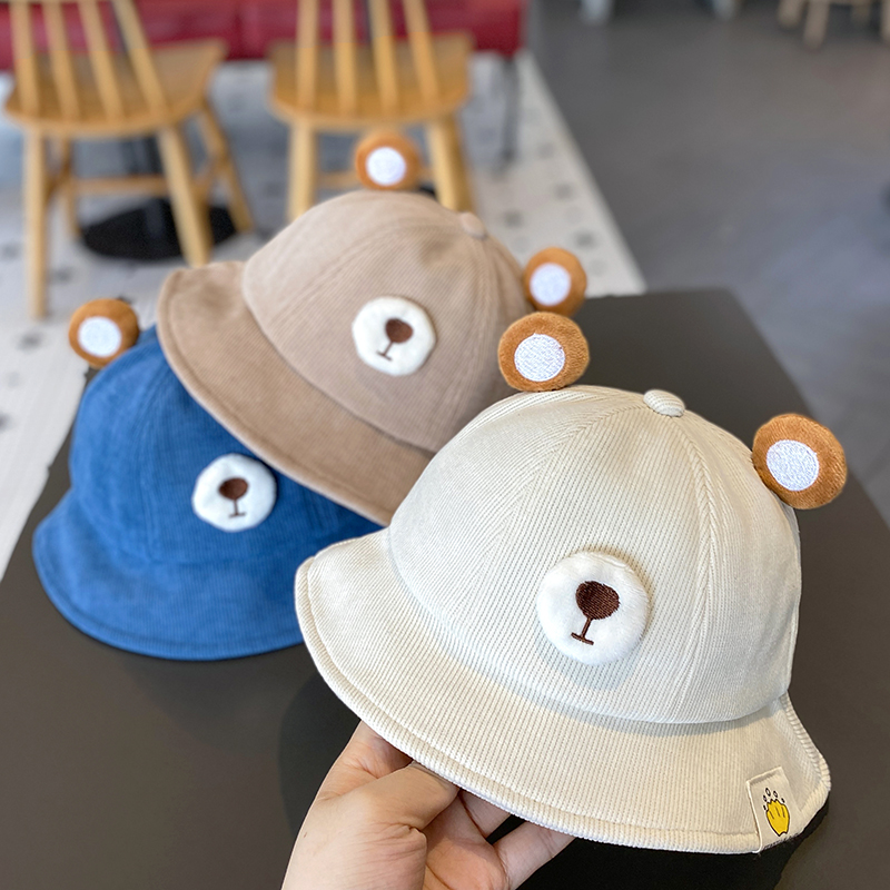 宝宝秋冬可爱灯芯绒渔夫帽