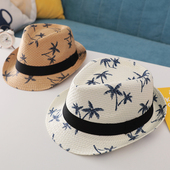 春夏天儿童草帽韩版 防晒男童太阳帽女童沙滩帽凉帽宝宝遮阳帽子潮