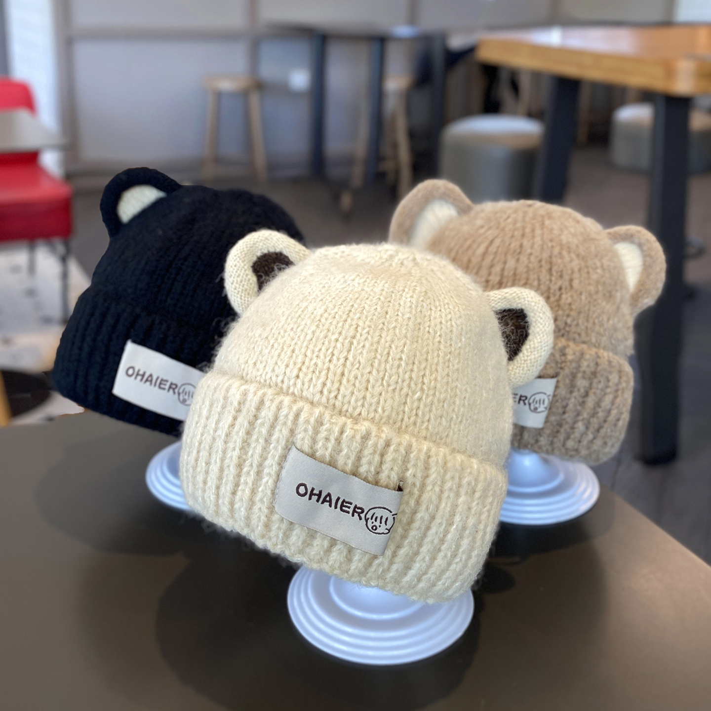 可爱宝宝双层保暖毛线帽