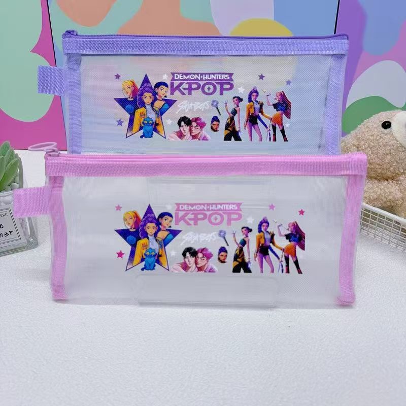 外贸新款kpop猎魔女团B6网纱袋票据收纳袋笔袋学生文具礼品袋